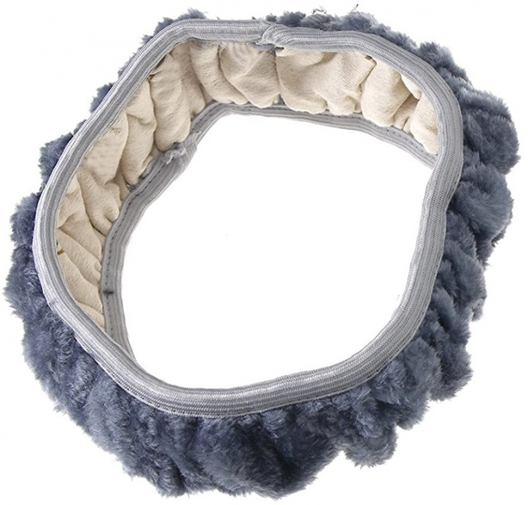 Steering wheel cover in synthetic fur that fits most car models, Grey/Purple Steering wheel cover in synthetic fur that fits most car models, Grey/Purple