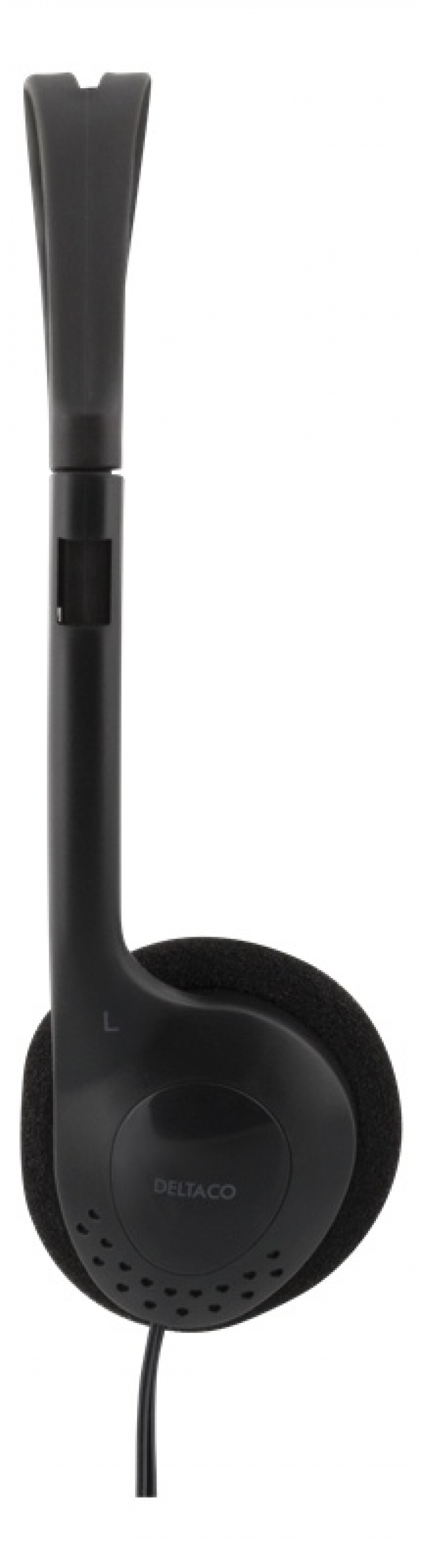 DELTACO Stereo Headphones, volymkontroll, 1x 3,5mm, ca 2m kabel