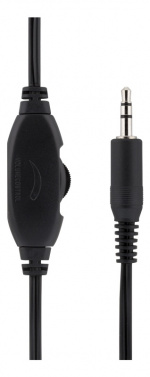 DELTACO Stereo Headphones, volymkontroll, 1x 3,5mm, ca 2m kabel