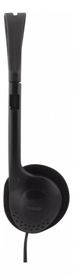 DELTACO Stereo Headphones, volymkontroll, 1x 3,5mm, ca 2m kabel