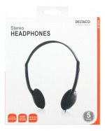 DELTACO Stereo Headphones, volymkontroll, 1x 3,5mm, ca 2m kabel