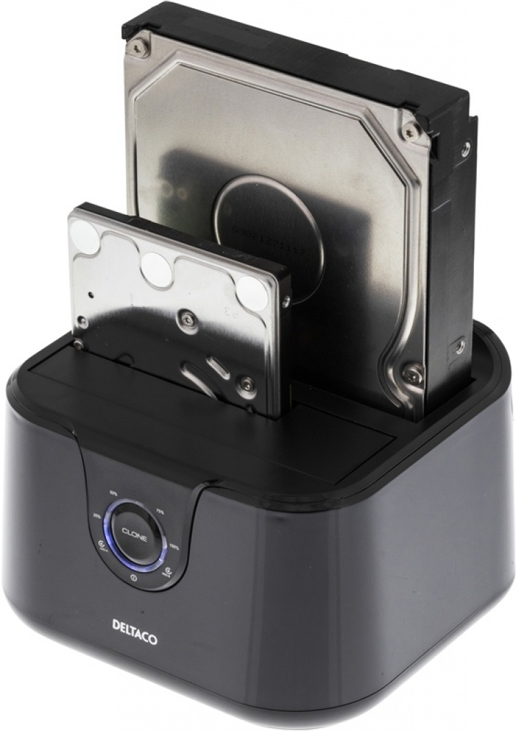 DELTACO USB 3.0 dockningsstation med kloning, 2x 2,5/3,5 DELTACO USB 3.0 dockningsstation med kloning, 2x 2,5/3,5