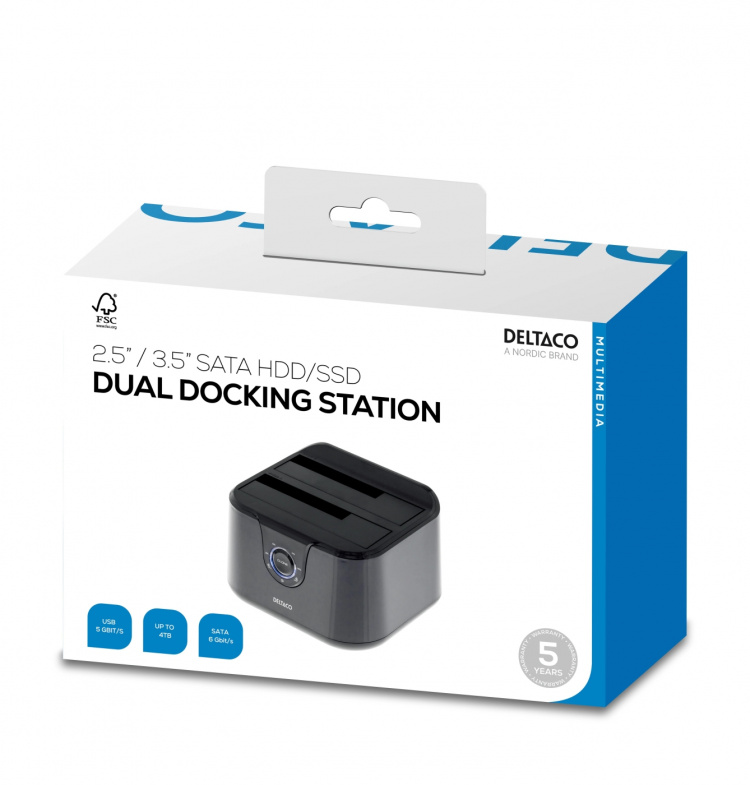 DELTACO USB 3.0 dockningsstation med kloning, 2x 2,5/3,5 DELTACO USB 3.0 dockningsstation med kloning, 2x 2,5/3,5