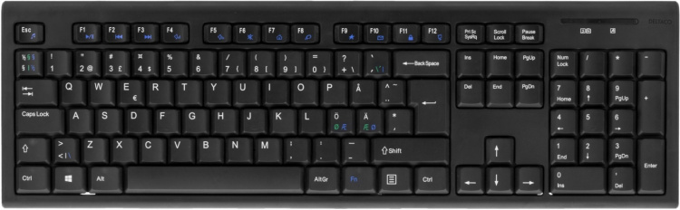 DELTACO trådlöst tangentbord, nordisk layout, USB, 10m, svart