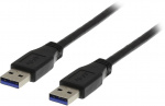 DELTACO USB 3.0 kabel, Typ A hane - Typ A hane, 1m, svart