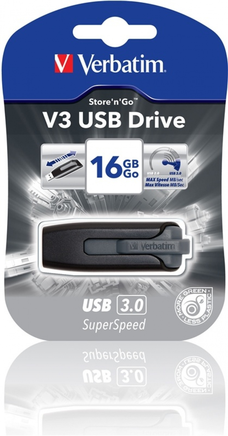 Verbatim USB 3.0 minne, Store\'N\'Go V3, 16GB, grå