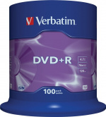 Verbatim DVD+R, 16x, 4,7 GB/120 min, 100-pack spindel, AZO