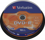 Verbatim DVD-R, 16x, 4,7 GB/120 min, 10-pack spindel, AZO