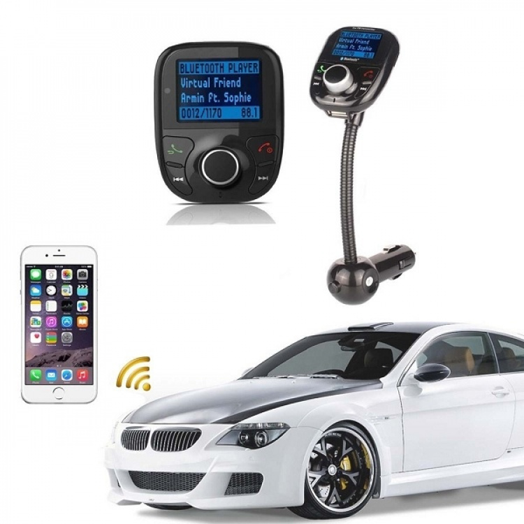 FM transmitter with Bluetooth hands-free and car charger, Black FM transmitter with Bluetooth hands-free and car charger, Black