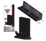 Vertikalt stativ med kylfläktar, laddningsstationer, USB-hub, Playstation 4 Pro