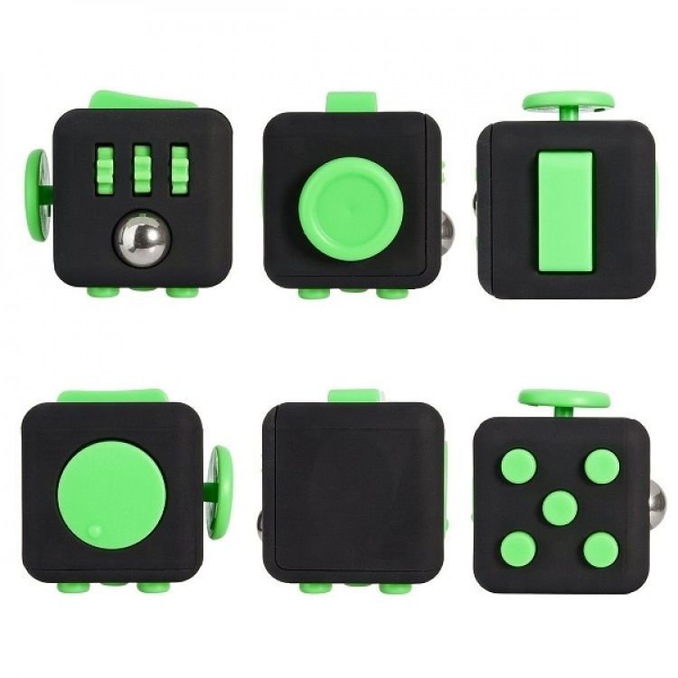 Fidget Cube, Black/Green Fidget Cube, Black/Green