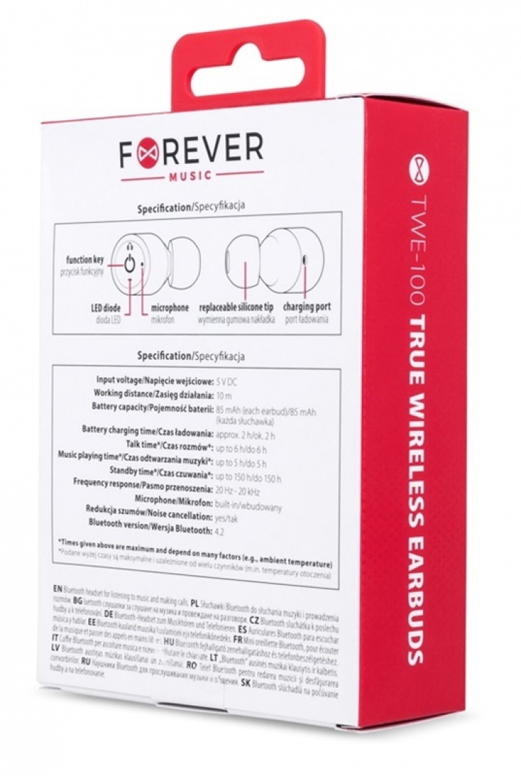 Forever, True wireless earbuds TWE-100, Black Forever, True wireless earbuds TWE-100, Black