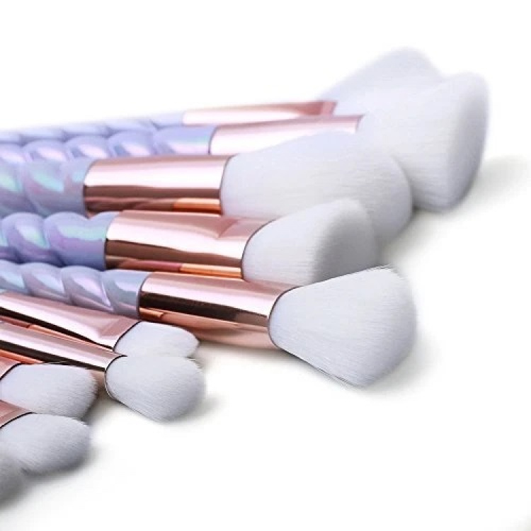 Professional gentle makeup brushes 10-Pack, Unicorn Purple