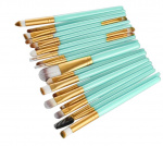 Professional gentle make-up brushes 20-Pack, Turquoise, Gold