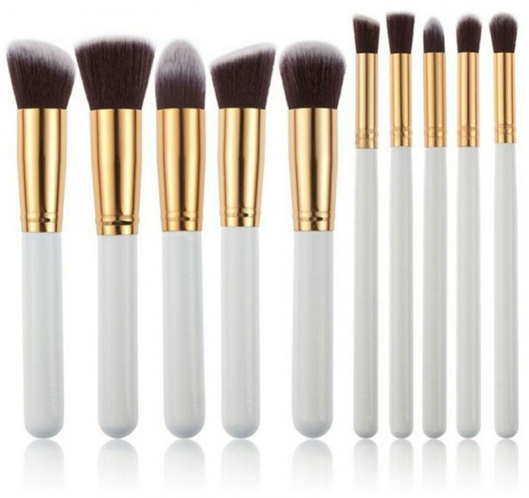 Professional gentle makeup brushes 10-Pack, White