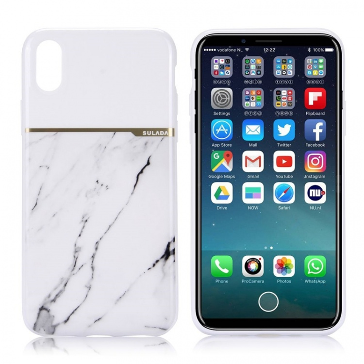 Soft TPU case for iPhone X/XS, White Marble