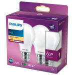 Philips 2-pack LED E27 Normal 60W Fros Philips 2-pack LED E27 Normal 60W Fros