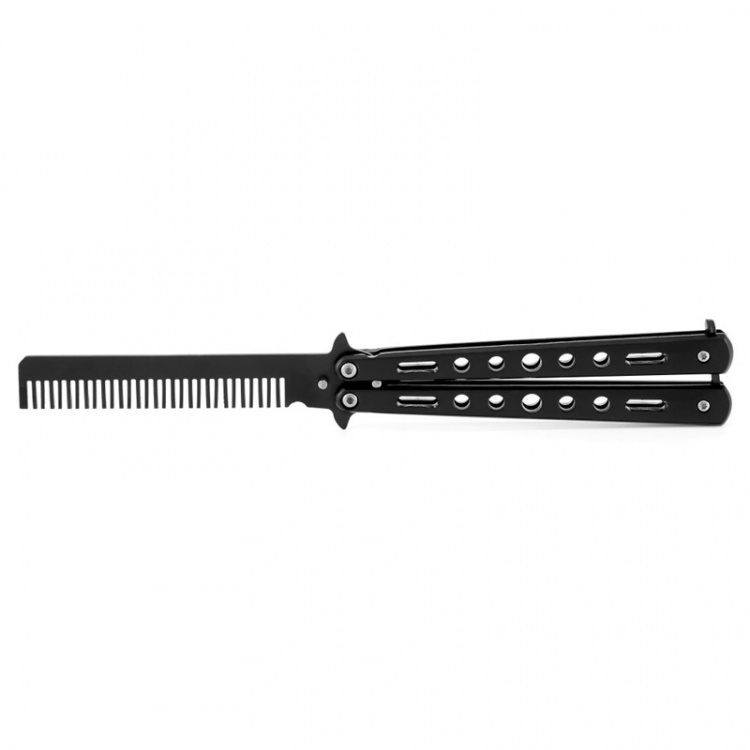 Butterfly comb, folding comb, Black Steel