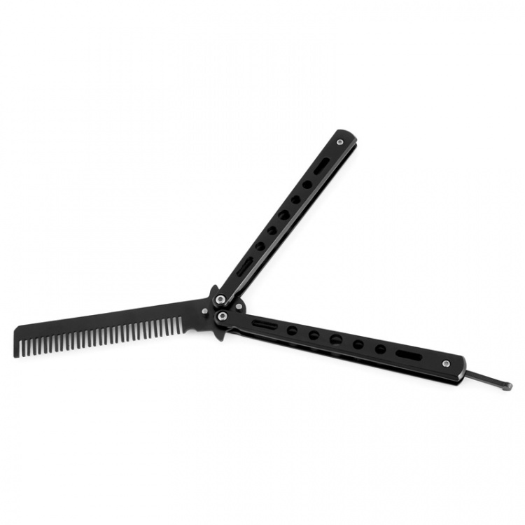Butterfly comb, folding comb, Black Steel