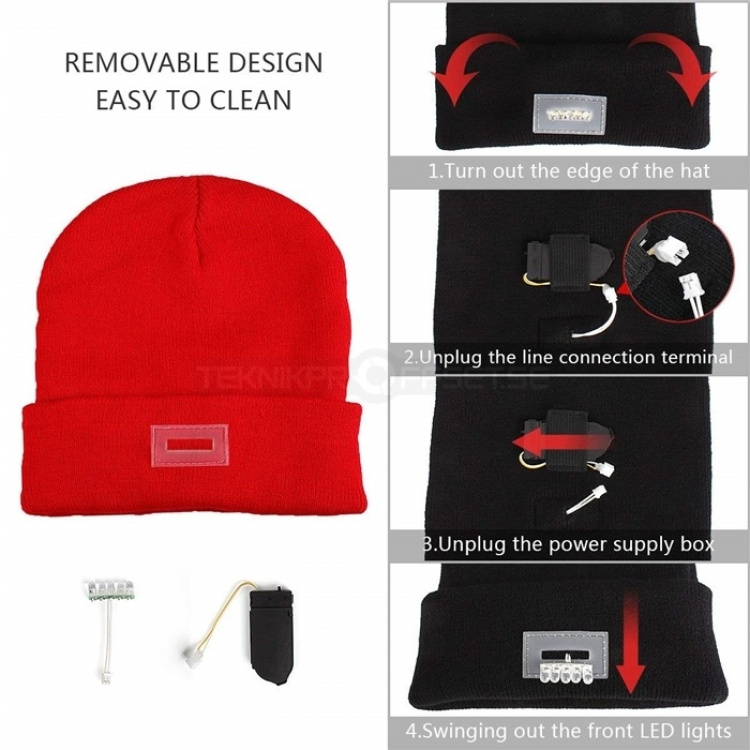 LED Beanie with five built-in lights - Camouflage