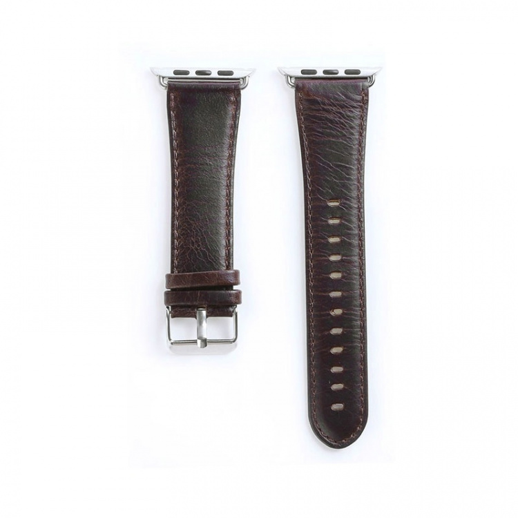 Watch strap in faux leather for Apple Watch, 42/44/45mm, Dark Brown.
