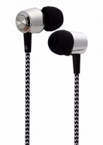 In-Ear Headphones with Fabric Cable, Black In-Ear Headphones with Fabric Cable, Black