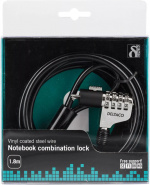 DELTACO wirelås för Laptop 1,8m cylinderlås, kombinationlås, 6mm w