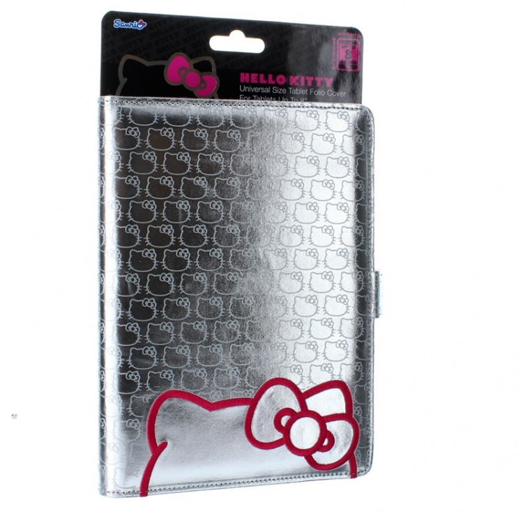 HELLO KITTY Tablet Folder Silver 7-8tum Universal HELLO KITTY Tablet Folder Silver 7-8tum Universal