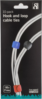 DELTACO kabelsorteringskit, kardborrband i olika färger 10-pack