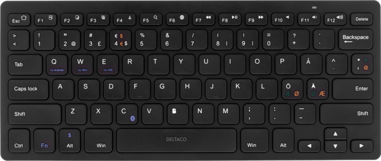 DELTACO trådlöst minitangentbord, bluetooth, svart