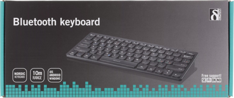 DELTACO trådlöst minitangentbord, bluetooth, svart