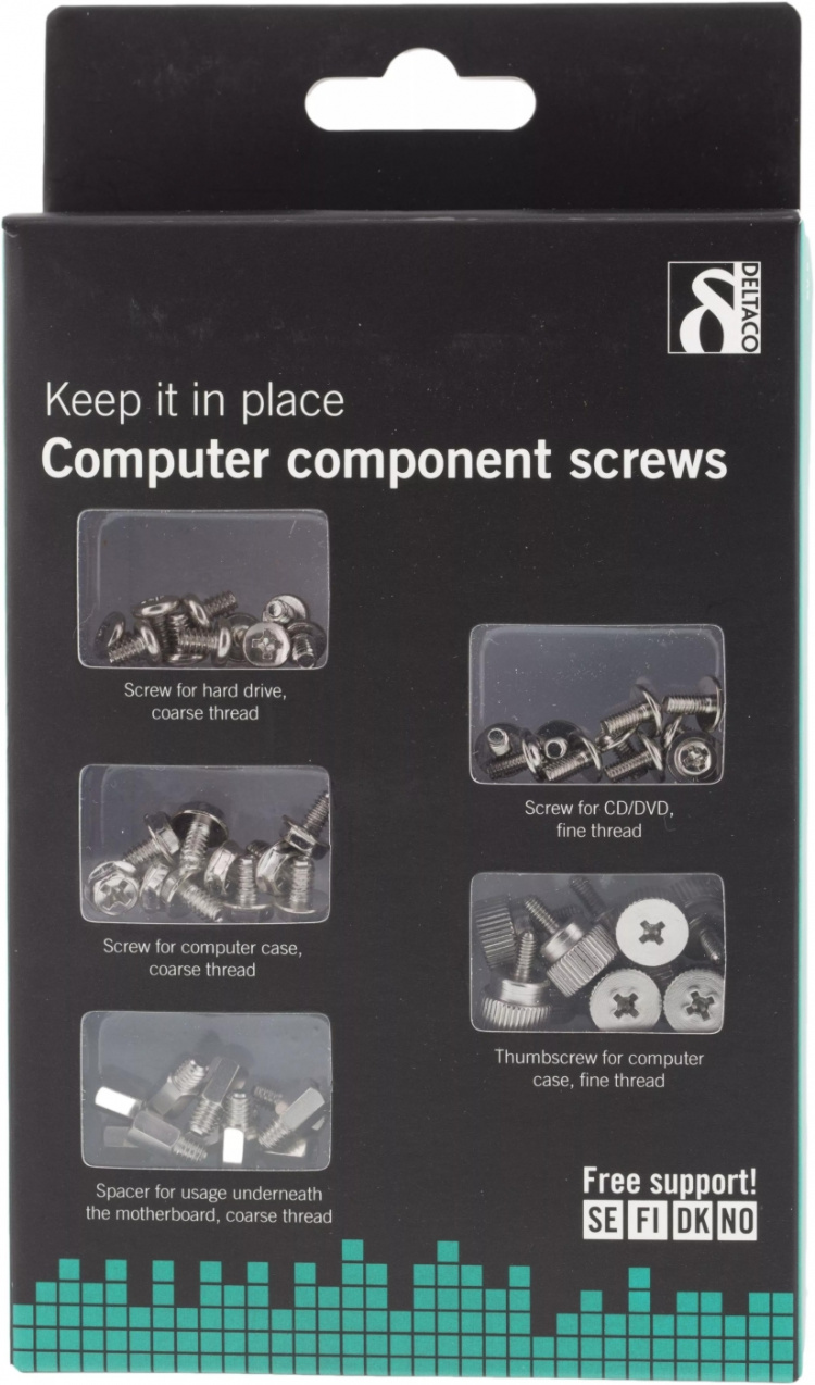 DELTACO skruvar för chassie/FDD/HDD + spacer för moderk., 10/50-pack DELTACO skruvar för chassie/FDD/HDD + spacer för moderk., 10/50-pack