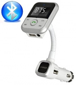 FM transmitter with Bluetooth hands-free and car charger (Silver)