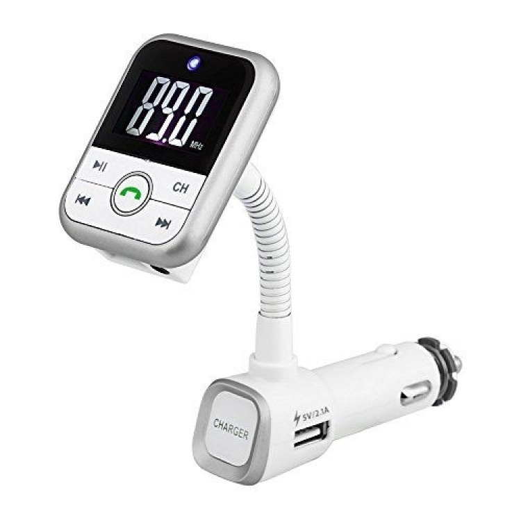 FM transmitter with Bluetooth hands-free and car charger (Silver)