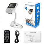 FM transmitter with Bluetooth hands-free and car charger (Silver)