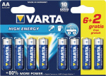 Varta Alkaline Battery AA 1.5 V High Energy 8-Promotional Blister Varta Alkaline Battery AA 1.5 V High Energy 8-Promotional Blister