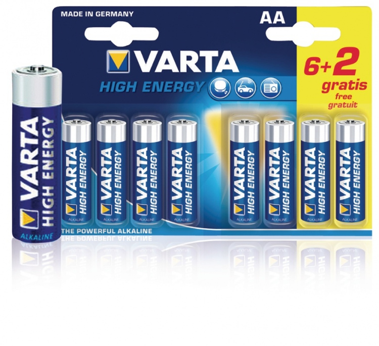 Varta Alkaline Battery AA 1.5 V High Energy 8-Promotional Blister Varta Alkaline Battery AA 1.5 V High Energy 8-Promotional Blister