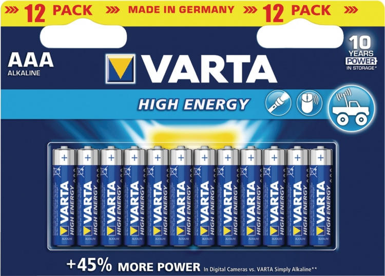 Varta Alkaline Battery AAA 1.5 V High Energy 12-Pack