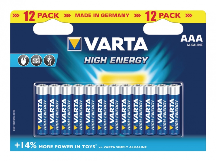 Varta Alkaline Battery AAA 1.5 V High Energy 12-Pack