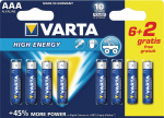 Varta Alkaline Battery AAA 1.5 V High Energy 8-Promotional Blister Varta Alkaline Battery AAA 1.5 V High Energy 8-Promotional Blister