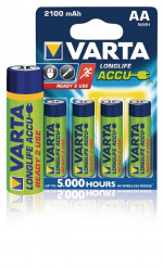 Varta Rechargeable NiMH Battery AA | 1.2 V DC | 2100 mAh | 4-Blister Card Varta Rechargeable NiMH Battery AA | 1.2 V DC | 2100 mAh | 4-Blister Card