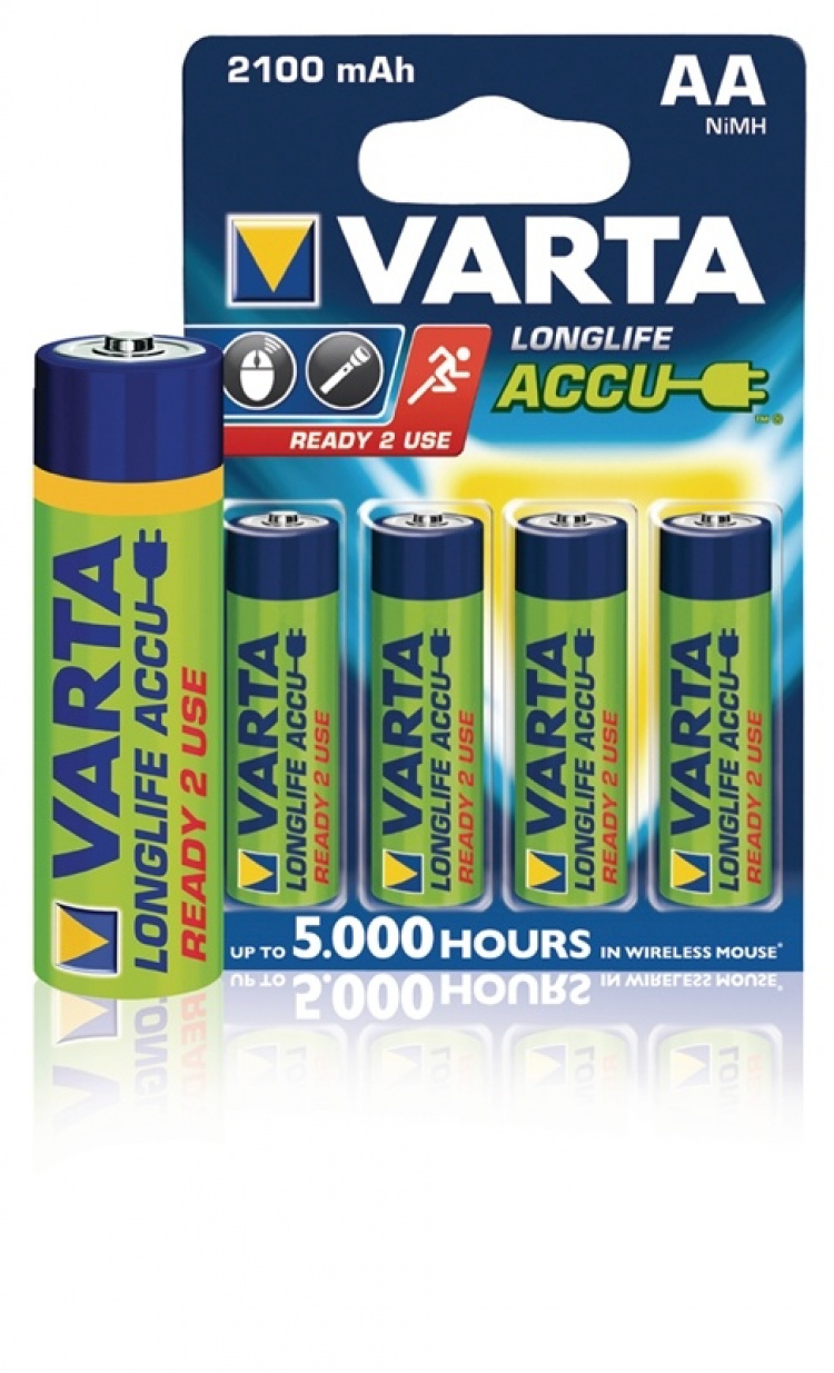 Varta Rechargeable NiMH Battery AA | 1.2 V DC | 2100 mAh | 4-Blister Card Varta Rechargeable NiMH Battery AA | 1.2 V DC | 2100 mAh | 4-Blister Card