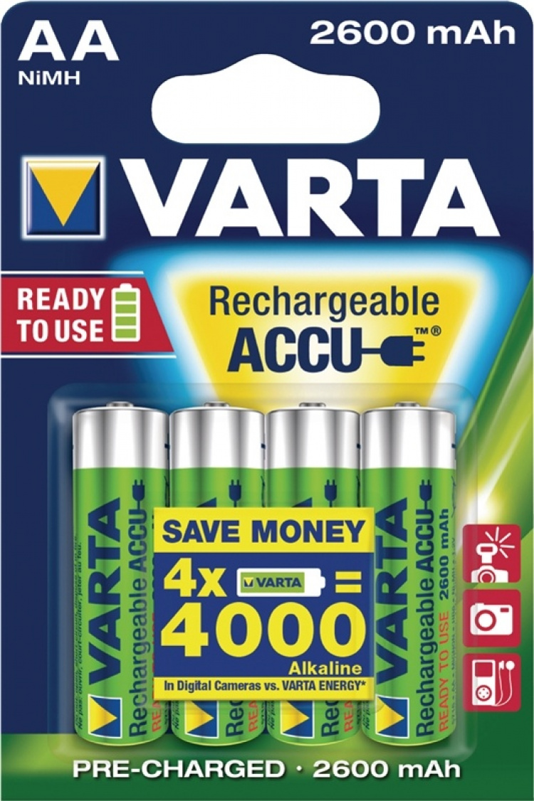 Varta Rechargeable NiMH Battery AA | 1.2 V DC | 2500 mAh | 4-Blister Card