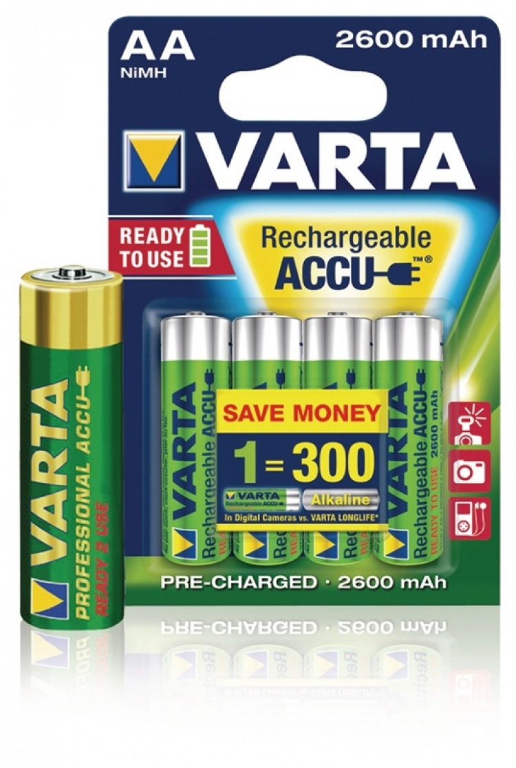 Varta Rechargeable NiMH Battery AA | 1.2 V DC | 2500 mAh | 4-Blister Card