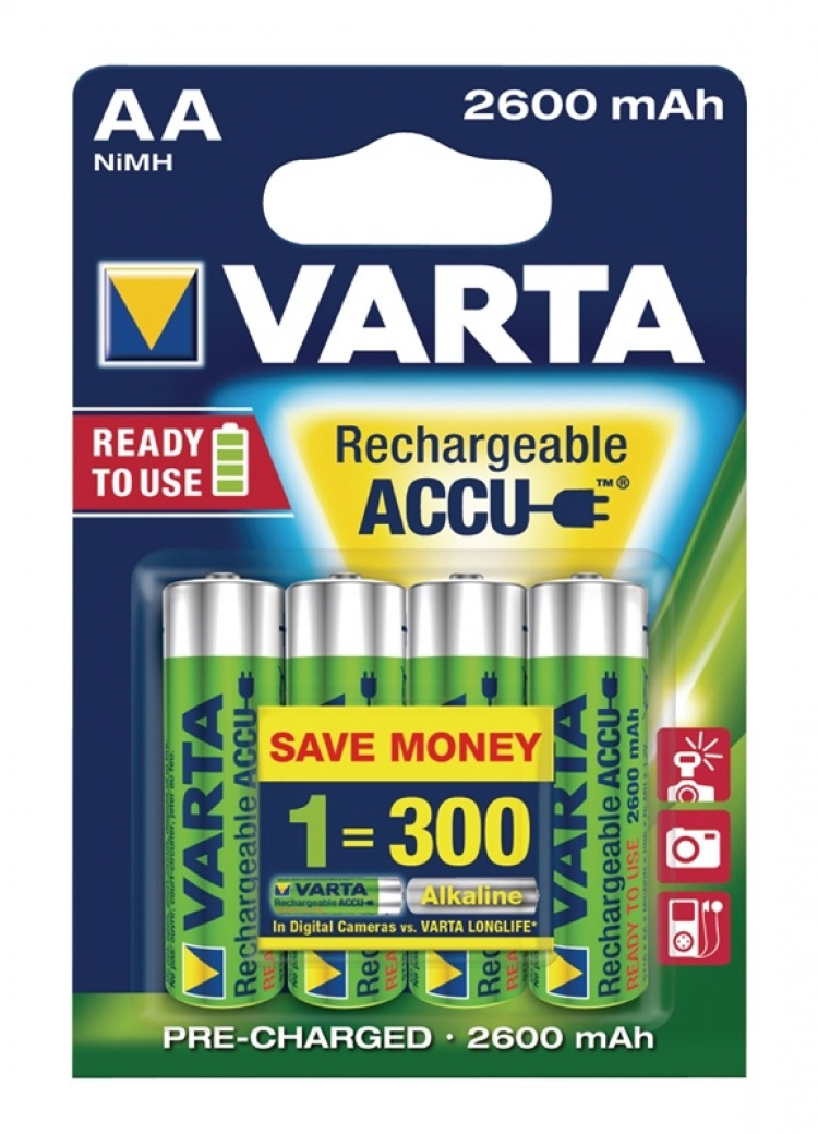 Varta Rechargeable NiMH Battery AA | 1.2 V DC | 2500 mAh | 4-Blister Card