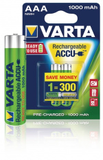 Varta Rechargeable NiMH Battery AAA | 1.2 V DC | 1000 mAh | Precharged | 2-Blister Card Varta Rechargeable NiMH Battery AAA | 1.2 V DC | 1000 mAh | Precharged | 2-Blister Card
