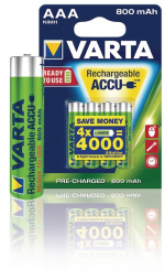 Varta Rechargeable NiMH Battery AAA | 1.2 V DC | 800 mAh | Precharged | 4-Blister Card Varta Rechargeable NiMH Battery AAA | 1.2 V DC | 800 mAh | Precharged | 4-Blister Card