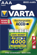 Varta Rechargeable NiMH Battery AAA | 1.2 V DC | 800 mAh | Precharged | 4-Blister Card Varta Rechargeable NiMH Battery AAA | 1.2 V DC | 800 mAh | Precharged | 4-Blister Card