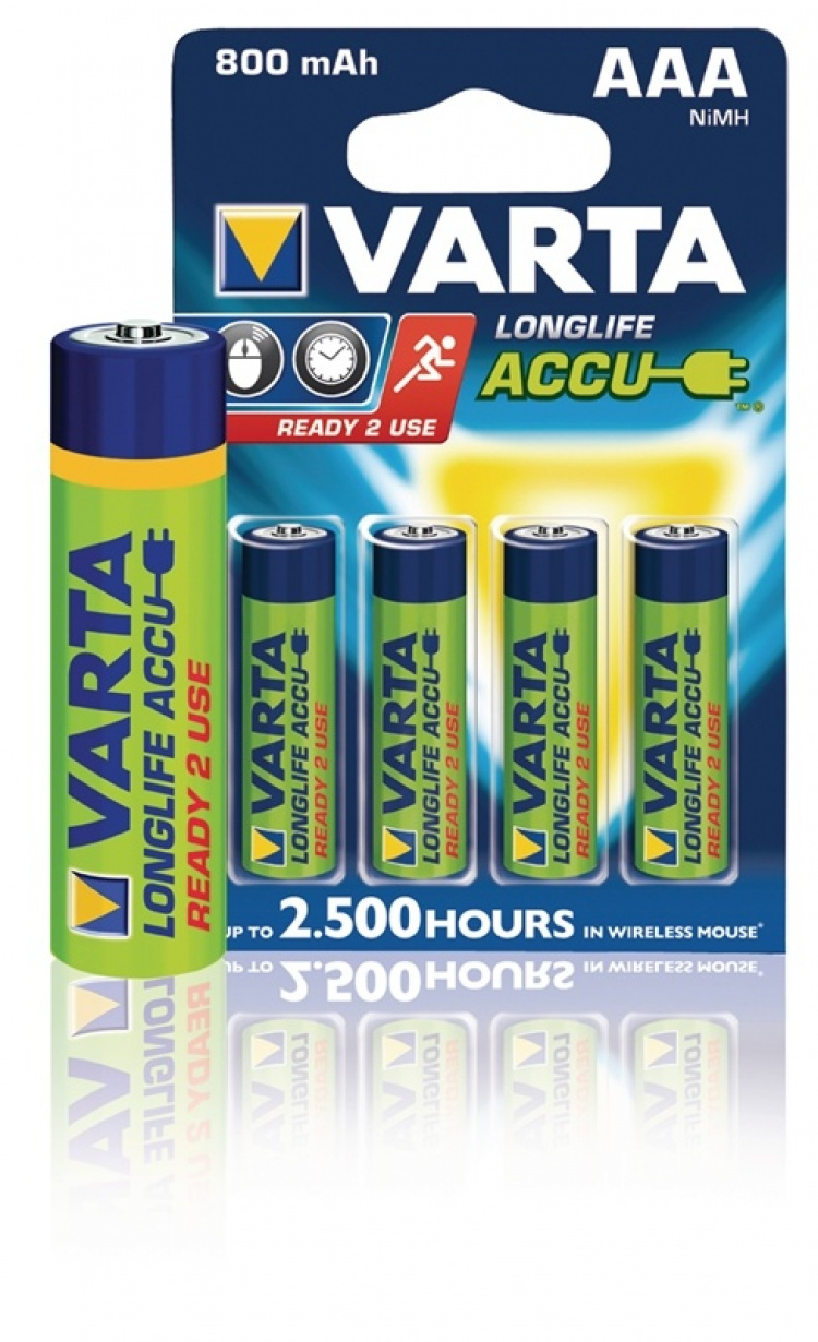 Varta Rechargeable NiMH Battery AAA | 1.2 V DC | 800 mAh | Precharged | 4-Blister Card Varta Rechargeable NiMH Battery AAA | 1.2 V DC | 800 mAh | Precharged | 4-Blister Card