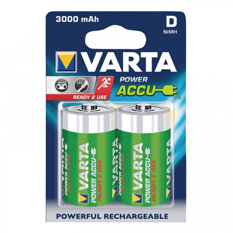 Varta Rechargeable NiMH Battery D | 1.2 V DC | 3000 mAh | Precharged | 2-Blister | HR20 | Green / Yellow Varta Rechargeable NiMH Battery D | 1.2 V DC | 3000 mAh | Precharged | 2-Blister | HR20 | Green / Yellow
